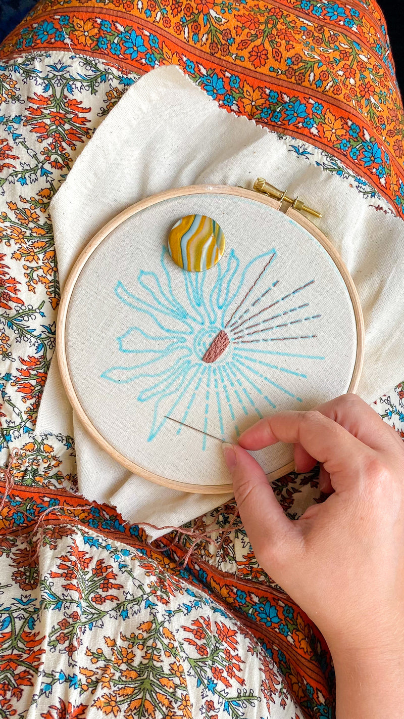 Celestial Sunflower Embroidery Pattern - Download