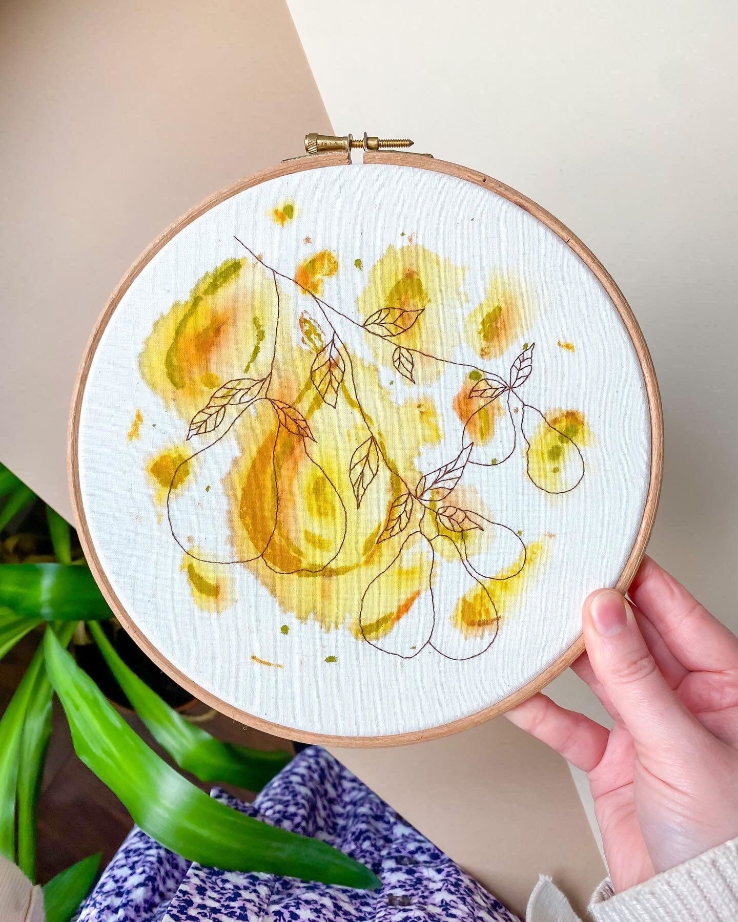 Autumn Pear Embroidery Hoop