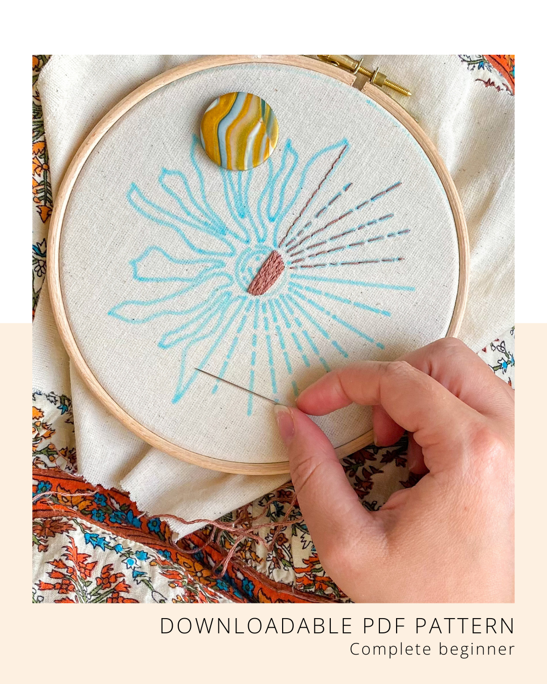 Celestial Sunflower Embroidery Pattern - Download