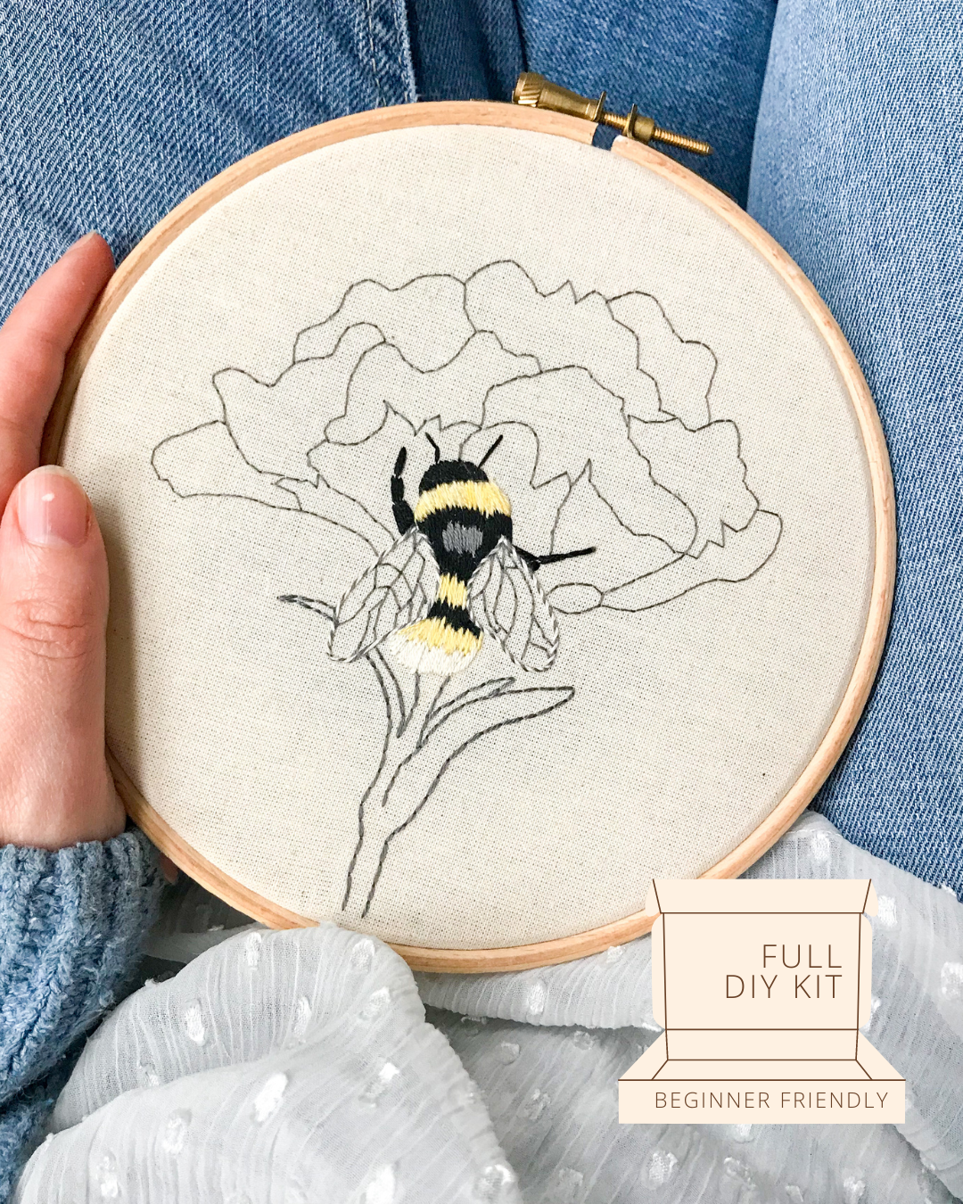 'Beautiful Bee' DIY Beginner Embroidery Kit