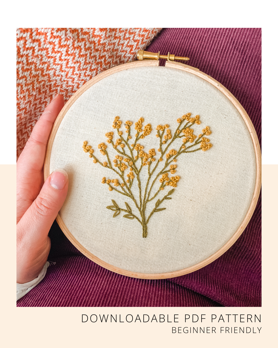 'Mimosa Flowers All Year Round' Downloadable Embroidery Pattern