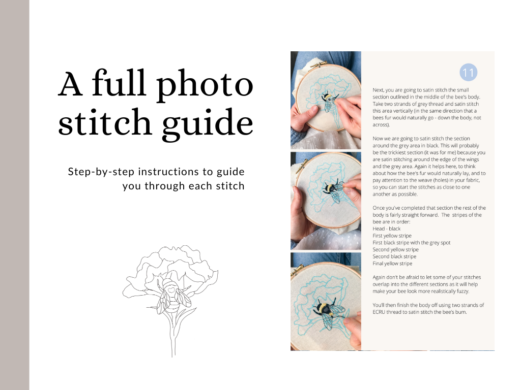 'Beautiful Bee' DIY Beginner Embroidery Kit